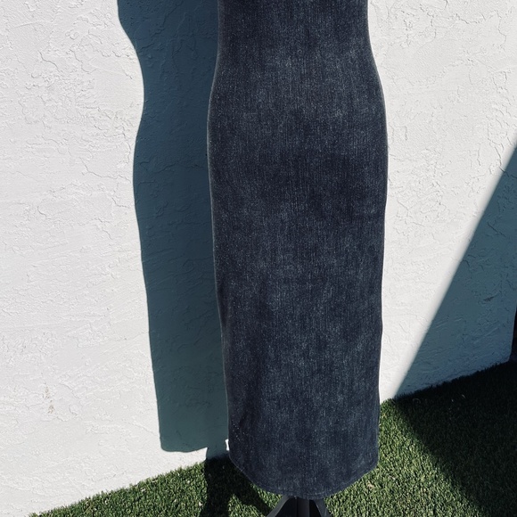 SAGA Dress Made in Italy Maxi Mock Turtle sleeveless blue/grey Florence split - Picture 10 of 10